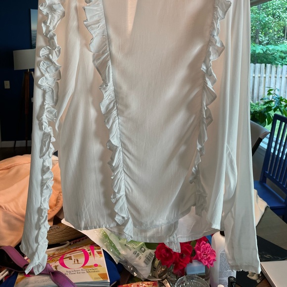 White ruffly top - Picture 9 of 12